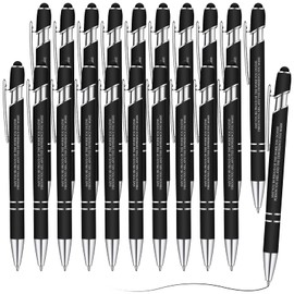 Teling 20 Pcs Employee Appreciation Pens Gifts Inspirational Quote Pens for Coworkers Motivational Ballpoint Pen with Soft Stylus Tip 1.0 mm Metal Black Ink Pens Team Building Gifts (Black)