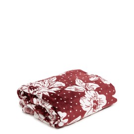 Vera Bradley Collegiate Plush XL Throw Blanket (Multiple Teams Available), Maroon/White Rain Garden