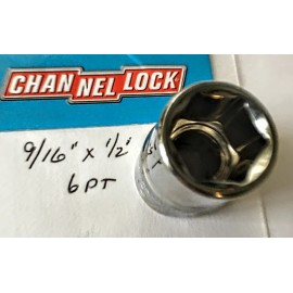 CHANNELLOCK  9/16" x 1/2" DR  STANDARD  SOCKET  6 Pt Free USA Shipping