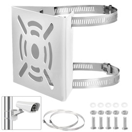 Security Camera, Mounting Bracket, Stand, Housing, Surveillance Camera, Cylindrical, Prismatic Column, Outdoor, No Drilling Required, Stainless Steel Band, 7.9 inches (20 cm) (2 Stainless Steel Bands