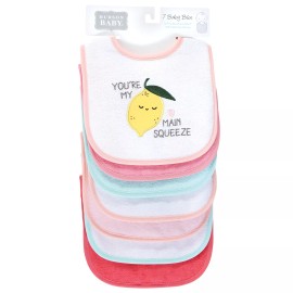 Hudson Baby Cotton Terry Drooler Bibs with Fiber Filling, Fruits, One Size