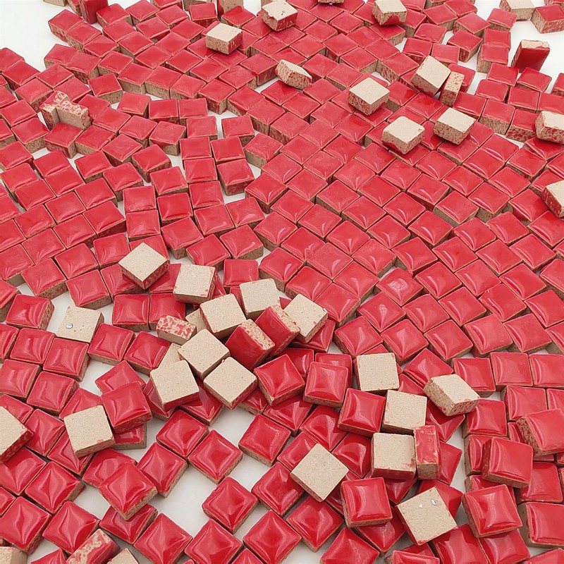 500PCS / 1.1LB Square Ceramic Mosaic Tiles, 0.4 x 0.4