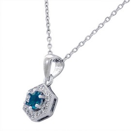 My Daily Styles 925 Sterling Silver Multicolor White CZ Hexahedron Round Pendant Necklace & Stud Earrings Set