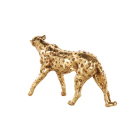 Deco 79 Resin Leopard Decorative Sculpture Walking Home Decor Statue with Textured Spots, Accent Figurine 10" x 3" x 7", Gold