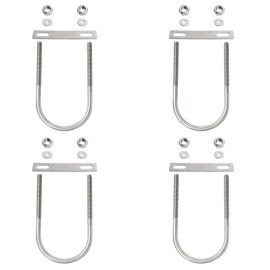 Aopin Round U-Bolt 1.97"(50mm) Inner Width U Bolts Brackets 304 Stainless Steel M6 with Nut, Plate, Washer for Car/RV/Trailer Bumper,4 Sets