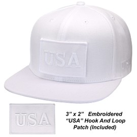 Antourage American Flag Unisex Hat for Men and Women Mesh Snapback Baseball | Flat Visor USA Flag Cap + 2 Patriotic Patches ((79) White Flat Visor Snapback)