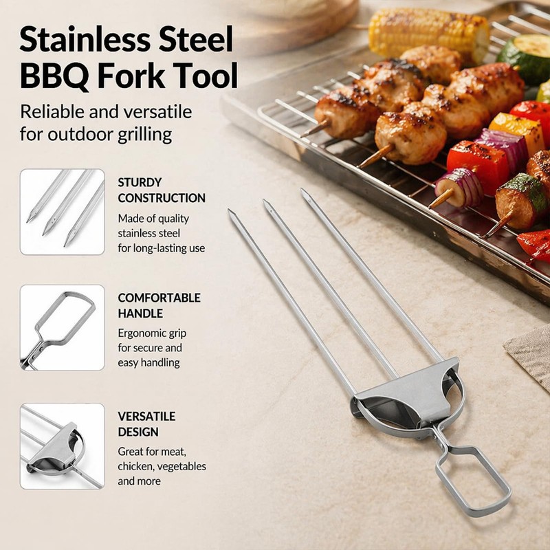 Bbq Skewer Kit - Stainless Steel Skewers - Basting Brush