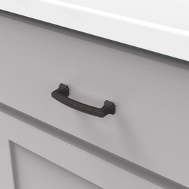 Hickory Hardware 1 Pack Solid Core Kitchen Cabinet Pulls, Luxury Cabinet Handles, Hardware for Doors & Dresser Drawers, 3 Inch Hole Center, Oil-Rubbed Bronze Highlighted, Bridges Collection