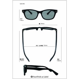 FaceTrick az Label AZPL4123 Polarized Lenses, UV Protection, Blue Light Cut, Wayfarer Type Sunglasses, BK/light smoke