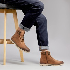 Vostey Men's Hiking Boots Waterproof Casual Chukka Boots for Men (BMY8071 Yellow Brown 10)