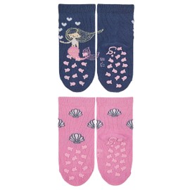 Sterntaler Baby Girls' Crawling Socks Double Pack Mermaid ABS Socks, blue