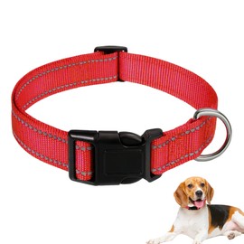 1PCS Red Dog Collar Reflective Padded Neoprene Pet Collar Small Dog Collars Uk Adjustable Durable Nylon Collars Red Collar for Dog Suitable for Small Medium Dogs(Size:30cm - 50cm M)