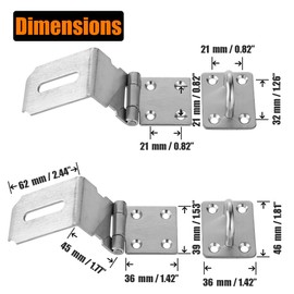 JQK Door Hasp Latch 90 Degree, Stainless Steel Safety Angle Locking Latch for Push/Sliding/Barn Door, 1.5mm Thickness Satin Nickel 2 Pack, 4 Inch
