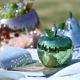 Disco Ball Apple-Shaped Decor–Fresh Green Centerpiece for Parties Homes&Special Events (Green)