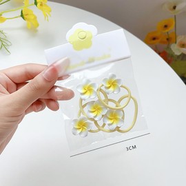 12 Pcs Kids Plumeria Hair Accessories Flower Hair Ties Elastics Hawaii Snap Hair Clips Hairpins Hawaiian Cute Hair Barrette Tropical Vacation Party Hair Decorations