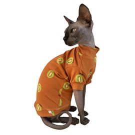Limited Edition Sphynx Cat T-Shirts Elastic Hairless Cat Sweatshirt Pet Kitten Clothes Round Collar Kitten Shirts Vest Cats & Small Dogs Apparel (Kiwi, L (7.7-9.9 lbs))