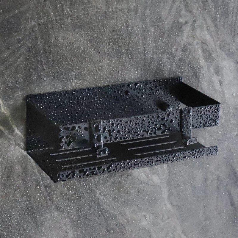 EXLECO Hanging Shower Shelf Stainless Steel Black