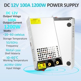 DC 12V 100A 1200W Power Supply 110V AC to 12V DC Converter Power Supply Adapter 12V 100A 1200W Switch Transformer for Motor Pump CCTV Security Camera Car Stereo 3D Printer and More 12V Device