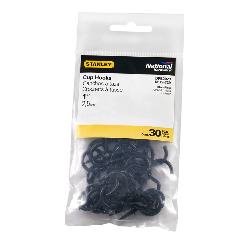 National Hardware N119-729 2023 Cup Hooks in Black, 1", 30