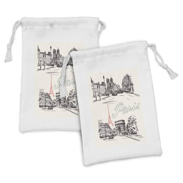 Lunarable Paris Fabric Pouch Set of 2, Arch of Triumph