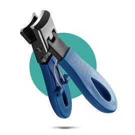 BEBYD Heavy Duty Nail Clipper for Thick Nails Stainless Steel Toenail Cutter Non Splash Design Ideal for Seniors Men Women Nail Care Extra Large Ergonomic Toenail Clipper for Easy Grooming (Blue)