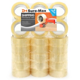 Sure-Max Premium Carton Packing Tape 1.8 mil 330 Feet (110 Yards) - Clear - 2 Cases (72 Rolls Total)