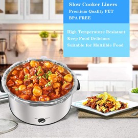 Slow Cooker Liners and Cooking Bags Extra Large Size Fits 6-10QT Pot, 14"x 22", BPA Free, Suitable for Oval & Round Pot (20 Liners)