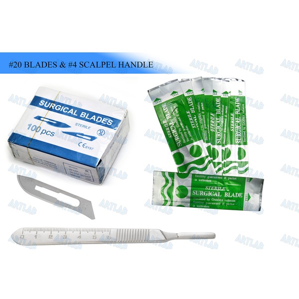 100 SCALPEL BLADES #20 + #23 50/50 + SCALPEL HANDLE