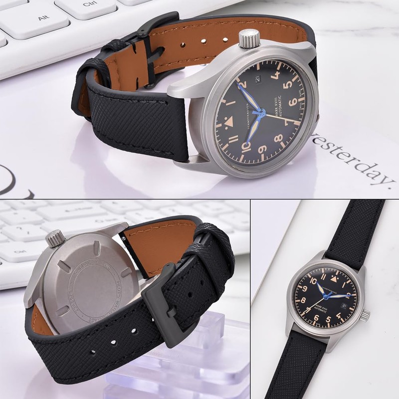 JWNSPA Top Grain Leather Watch Band - Quick Release Brushed