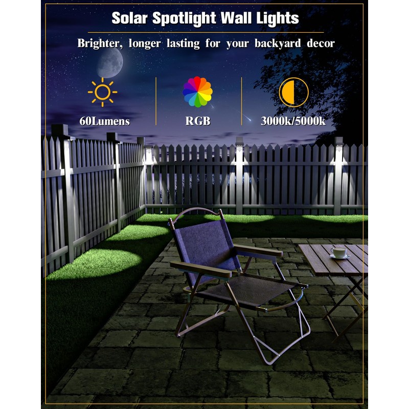JOFIOS Solar Fence Lights 20 Pack, 50 Lumens Outdoor Solar