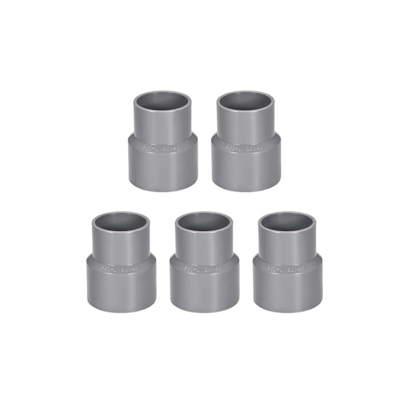 TOP-VIGOR 5Pcs PVC DWV Reducing Coupling, 40mm x 50mm Socket