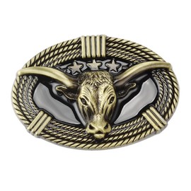 Bull Belt Buckle for Men, Longhorn Bull Belt Buckle, Bull Oval Belt Buckle, Bull Head Belt Buckle, Western Cowboy Belt Buckle, Punk Rock Belt Buckle, bronze
