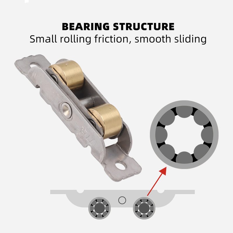 4 Piece Sliding Door Tandem Roller Assembly Stainless Steel Copper