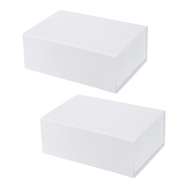PATIKIL 9x6x3.3 Inch Gift Box with Lid, 2 Pack Magnetic Closure Collapsible Paper Rectangle Favor Boxes for Wedding Valentine's Day Birthday Gift Packaging, White