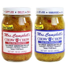 GOLDING FARMS 2 Pack - Mrs. Campbell's Chow Chow - One 16oz Jar of Each: Hot and Sweet