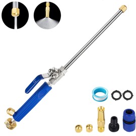 Jet Nozzle for Garden Hose, High Pressure Power Washer Wand with 3 Different Hydro Nozzles and Quick Connectors for Gutter Patio Car Pet Window 18 Inch (Dark Blue)