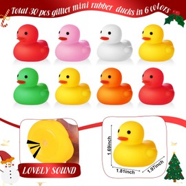 Realspring 120 Pcs Christmas Rubber Duck Bulk Car Ornaments Winter Mini Rubber Duck Decoration with Beanie Hat Scarves Sunglasses for Desk Bedroom Office Accessory Decor