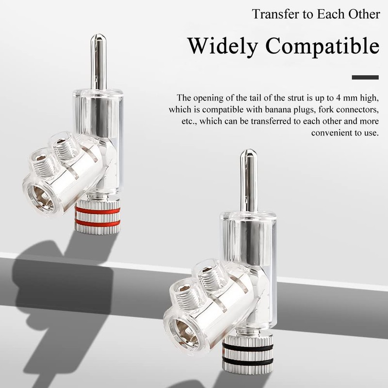 Viborg Hi-End Rhodium Plated Lock Speaker Cable Banana Plug Connectors,