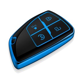 Tukellen for Chevy Key Fob Cover Soft TPU Full Protection Key Case Compatible with 2022 2023 2024 Silverado 1500 GMC Sierra 1500, 2024 Silverado Sierra 2500HD 3500HD(Blue, 4 Buttons)