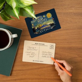 New Orleans, Louisiana, Starry Night City Series, (4x6 Birch Wood Postcards, 2-Pack Stationary, Rustic Home Wall Decor)