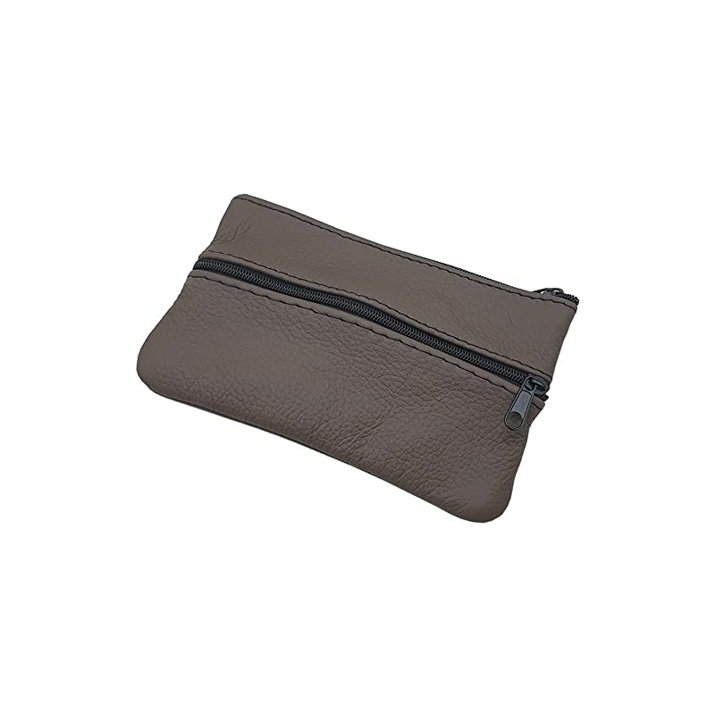 myledershop Large Cowhide Leather Key Case with 3 Zip Compartments