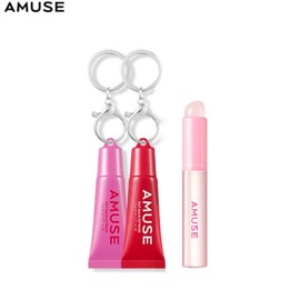 AMUSE Tint Balm Keyring Duo with Lip Brush Set 3items, Color 1#$%Color 2:03 Healthy Cherry-03 Healthy Cherry