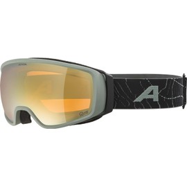 ALPINA Double Jack PLNT Q-LITE Mirrored, Contrast-Enhancing OTG Ski Goggles with 100% UV Protection for Adults, Willow-Green Matt, One Size