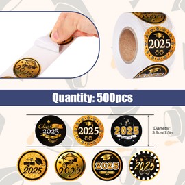 Gosknor 500pcs Graduation Stickers, 1.5 Inch Round Graduation Cap Decal Seals Class of 2025 Congrats Grad Labels Grad Party Supplies Favors for Envelopes Diploma Certificates