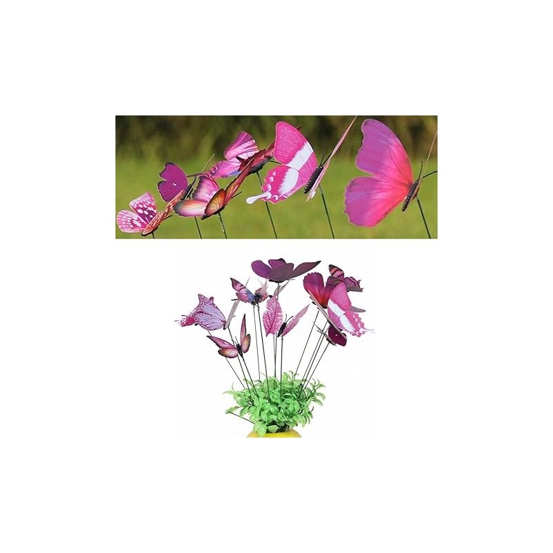 12 Garden Flying Butterfly Stake, Purple Decorative Garden Stakes
