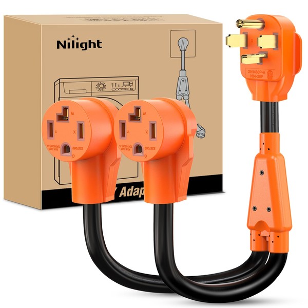 Nilight EV Dryer Y Splitter Adapter Cord 30 Amp Male