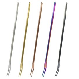 5 PCS Stainless Steel Pickle Fork, 8.66 Inches Long Handle Olive Fork 2 Prong Pickle Picker, Multicolor Grabber Tool for Jar Cocktail Dessert Fruit/Appetizer Salad