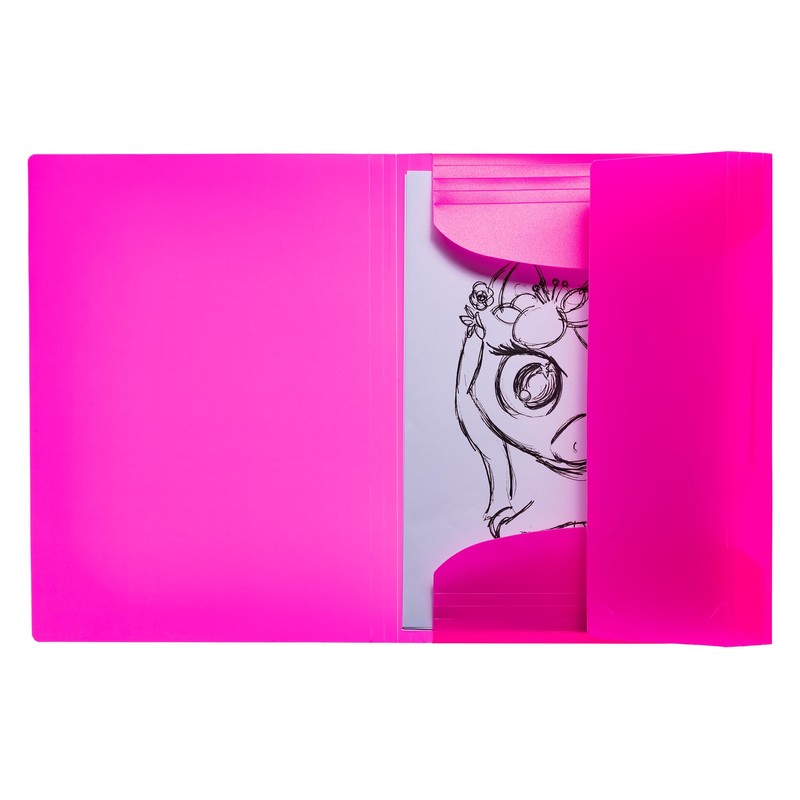 HERMA Portfolio Folder A4 Neon Pink Translucent Plastic Corner Folder