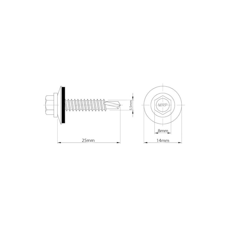 5.5mm x 25mm Silver Self-Drilling Roofing Screws Farmer Screws with