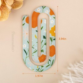 Framendino, paquete de 8 clips de papel acrílico con flores gigantes, multicolor para papel de oficina, marcapáginas de regalo, amantes de los libros